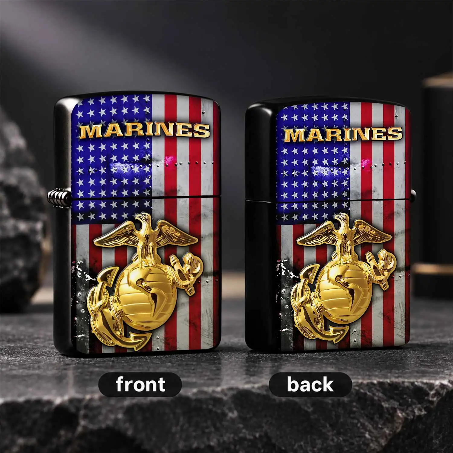 U.S. Marines Themed Classic Portable Ignition Accessory Patriotic American Flag Emblem Decor Stylish Military Style Daily Carry Gear Multiuse Tool For Camping Home Candle Incense Ideal Gift For Veterans Military Fans C A Humorous And Intere