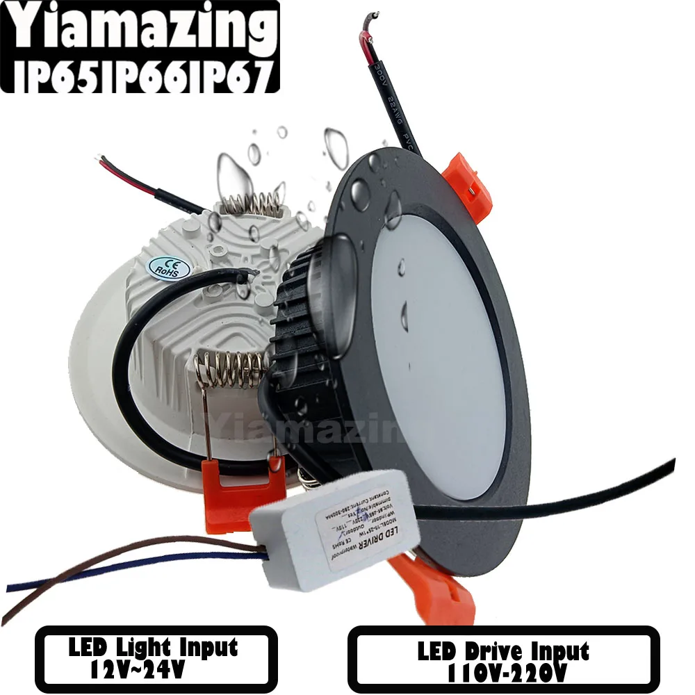 12V 24V 220V 110V IP65 IP66 IP67 Zewnętrzna wodoodporna lampa LED typu Downlight 7W 9W 12W 15W 18W Łazienka Kuchnia Światło punktowe Lampa sufitowa