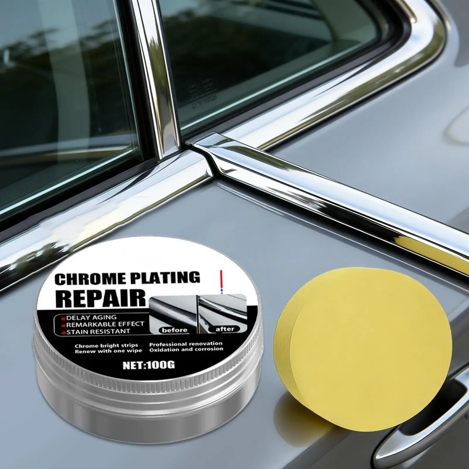 Chrome Refurbishment Paste Polishes Restores Car Wheels Bumpers for Rim Stove Sink Grill Oven Cooktop Kitchen Appliance Engine