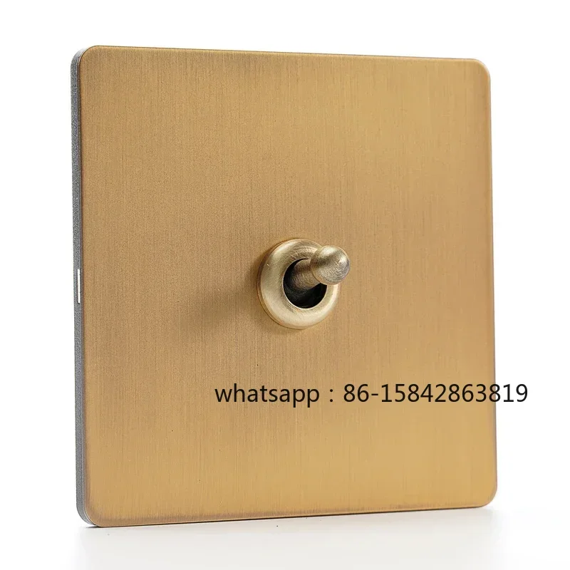 Brass Lever Toggle Switch Retro Yellow Bronze Brushed Stainless Steel Panel 1-4 Gang 2 Way Wall Light Switch