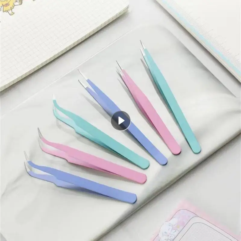 Multifunctional Plier With Silicone Cover For Nail Stickers Elbow/straight End Manicure Accessories Nail Art Tool Tweezer