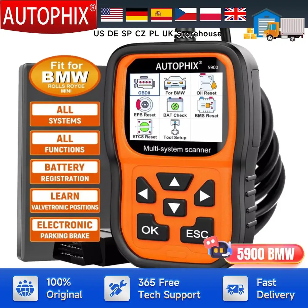 Autophix 5900 OBD2 Scanner Code Reader Diagnostic for BMW ABS BMS PCM EPB Reset Read Code Batter Test OBDII Car Diagnostic Tool