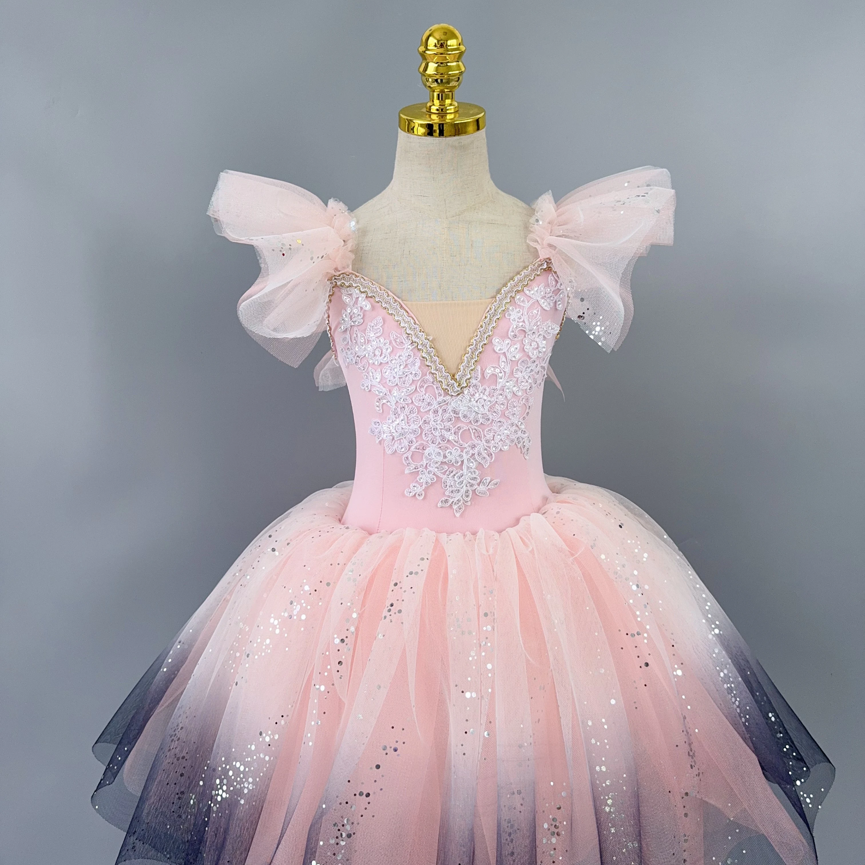 

Kids Romantic Gradient Ballet Tutu Dress Sequin Girl's Dance Skirt Modern Dance Princess Ballet Skirts Performance Costumes