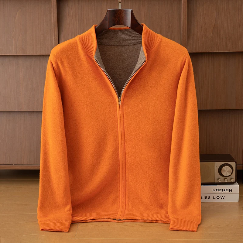 Men's Wool Cardigan Autumn Winter Zipper Sweater