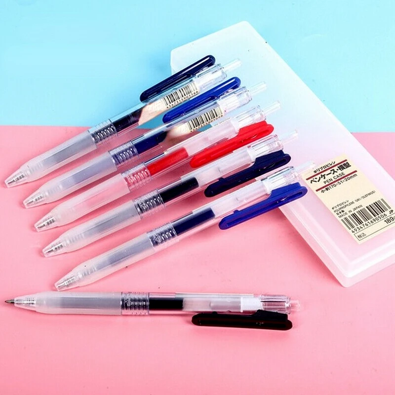 5Pcs/10Pcs MUJIs Style Gel Pen Refills 0.5mm Gel Ink Black/Blue/Red Press Pen Japanese Stationery Gel pen Ballpoint Pen Case