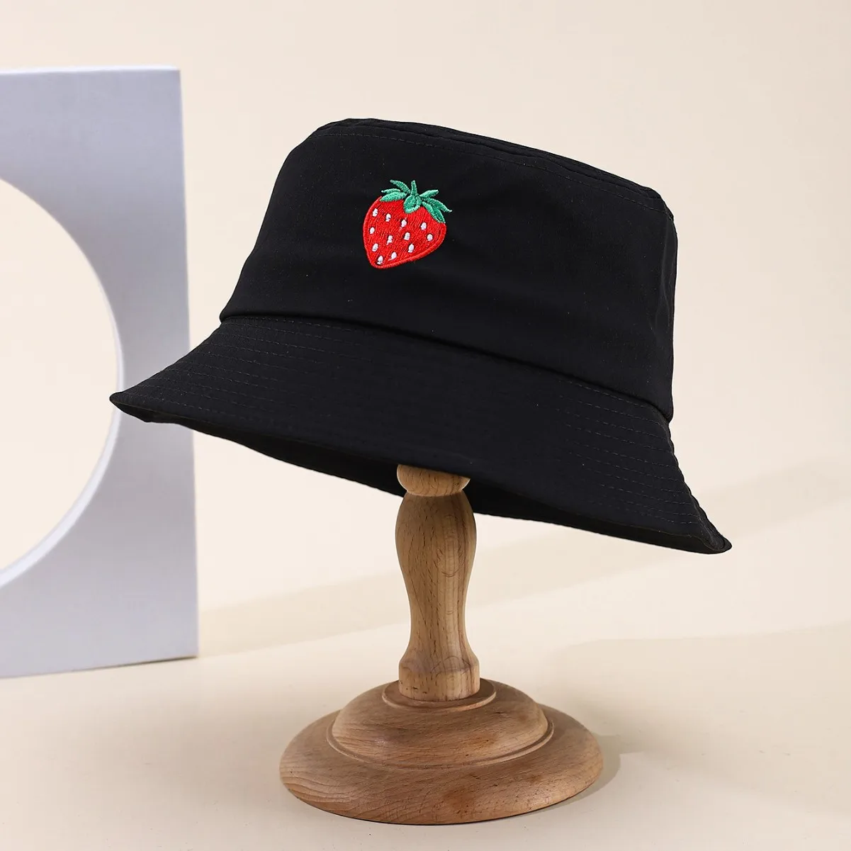 Unisex Summer Cute Bucket Hat For Women Solid Embroidery Str