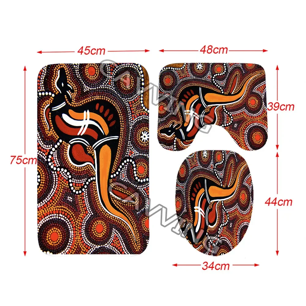 Aboriginal  Indigenous Painting Art 3D Shower Curtain Waterproof Bathroom Curtain Anti-slip Bath Mat Set Toilet Rugs Carpet