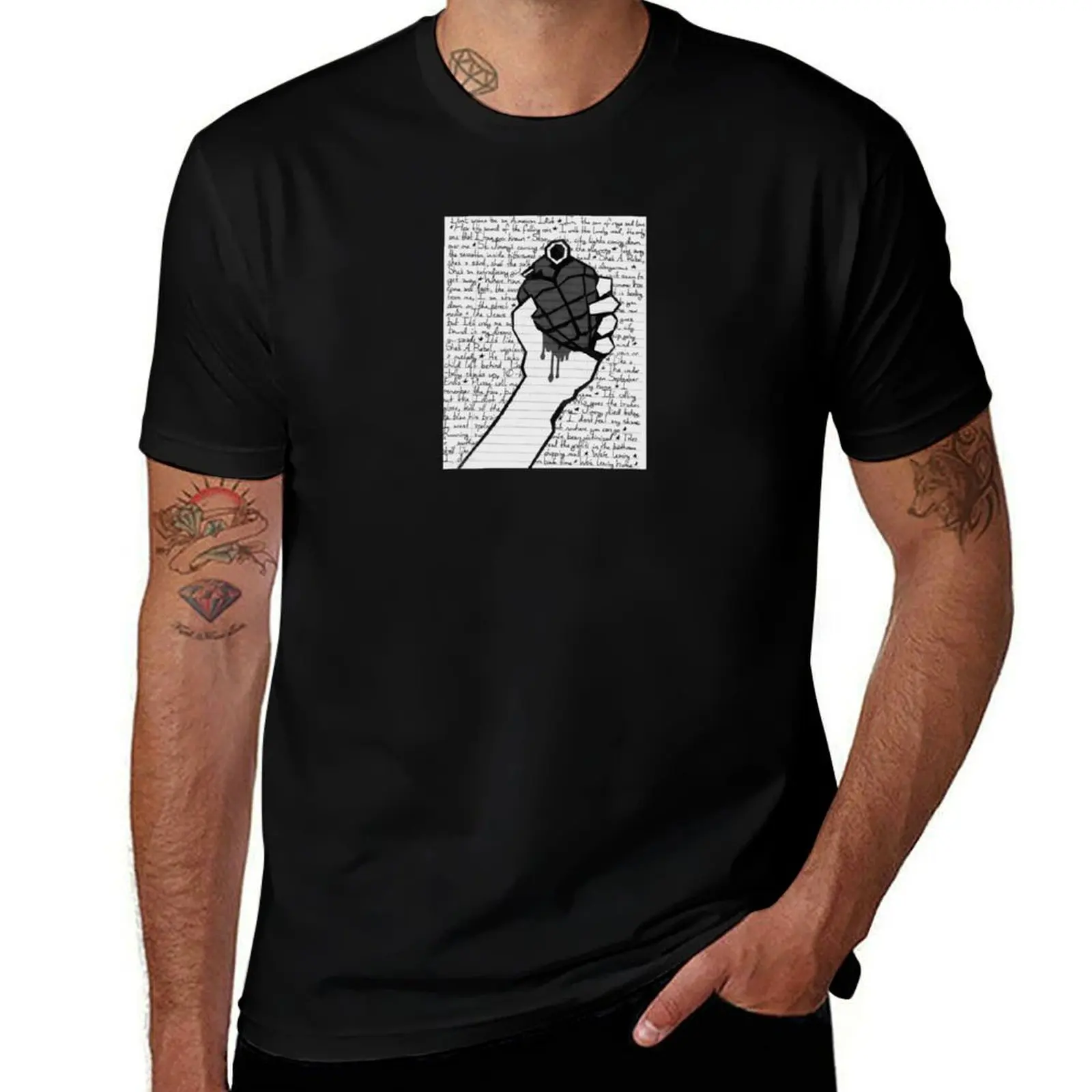 

Green Day Black and white Poster T-Shirt plus size clothes shirts graphic vintage clothing for men