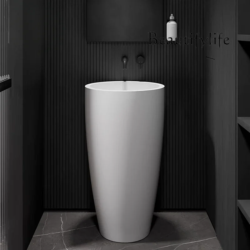 X36 Integrated Floor-to-ceiling Artificial Stone Washing Basin, Bathroom, Round Washing Table, Column Basin.