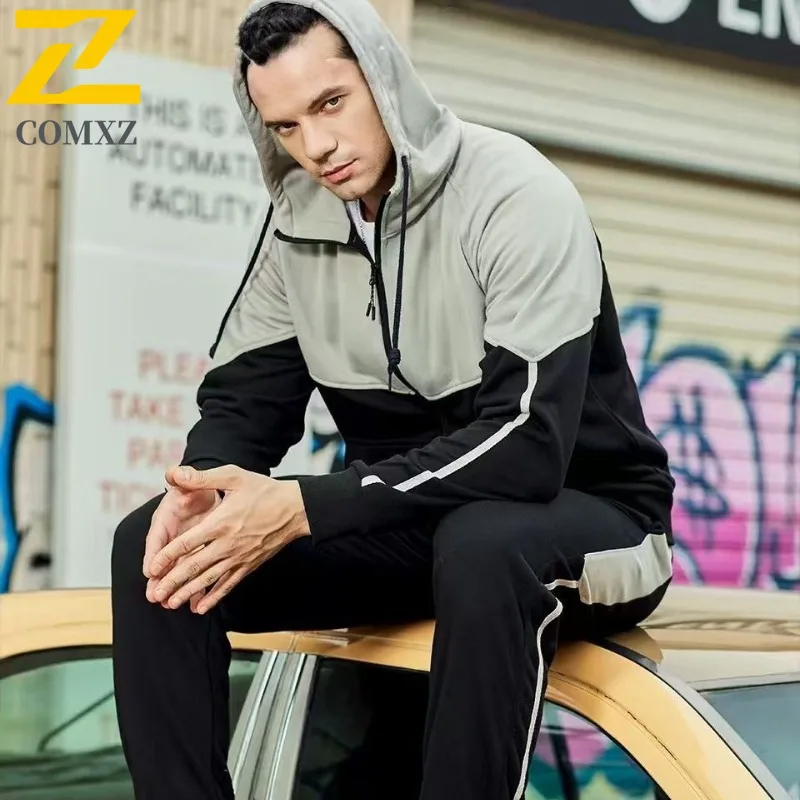 

COMXZ Fashion Men Jacket Hooded Splicing Hunting Versatile Coat American Style High Street Self-cultivation Autumn Garment