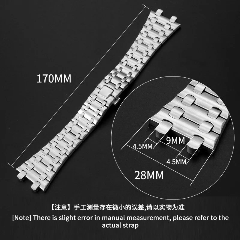 Stainless Steel Watchband For AP 15710 15703 26470 15400 AP ROYAL OAK Audemars Piguet Royal Oak Watch Strap 28mm Men Bracelet