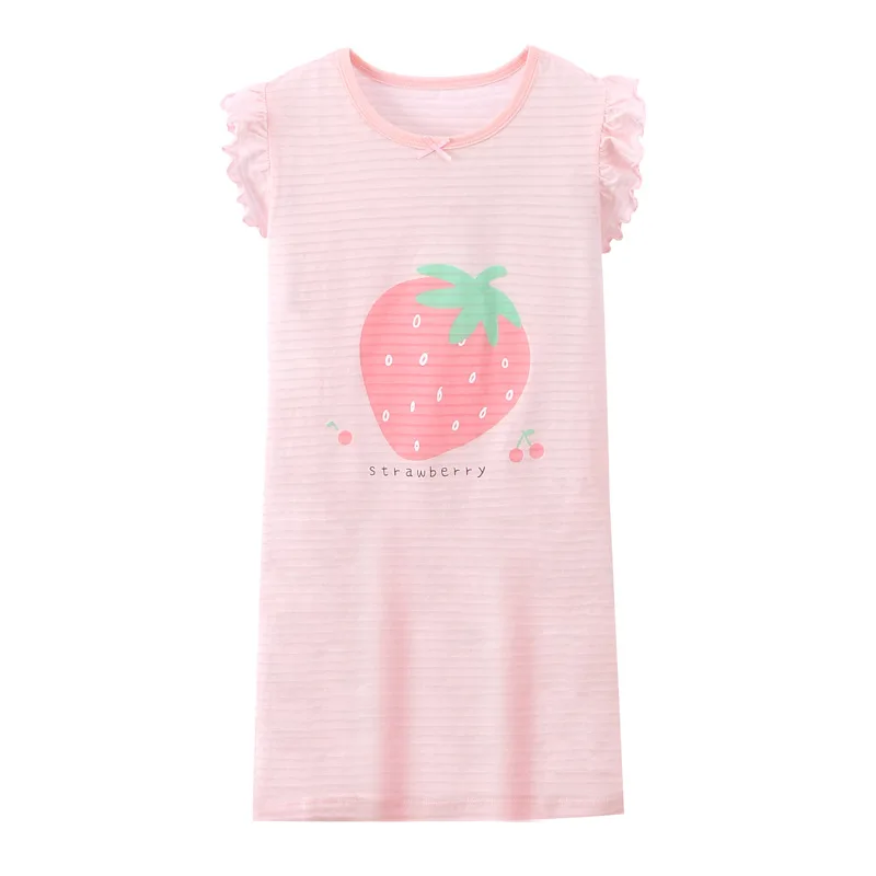 Girls Cotton Nightgown Dress Comfortable Cotton Nightdress Home Wear Children's Pajamas Size 100-170 for Girls