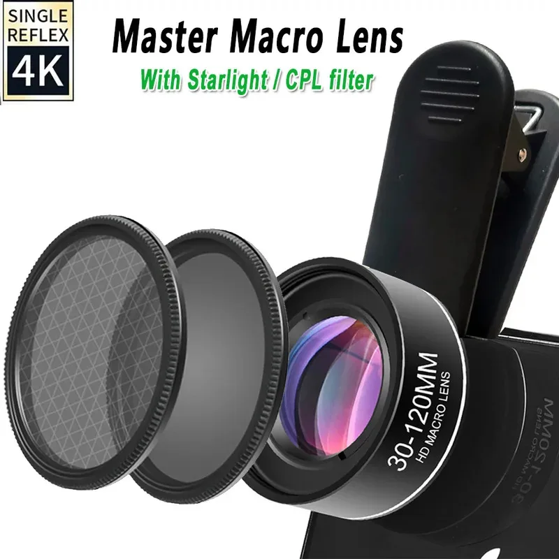 

Phone Lens kit 10x Macro Lens Shooting 3-12cm CPL+Star Filter for iPhone Samsung Huawei Xiaomi Google Moto