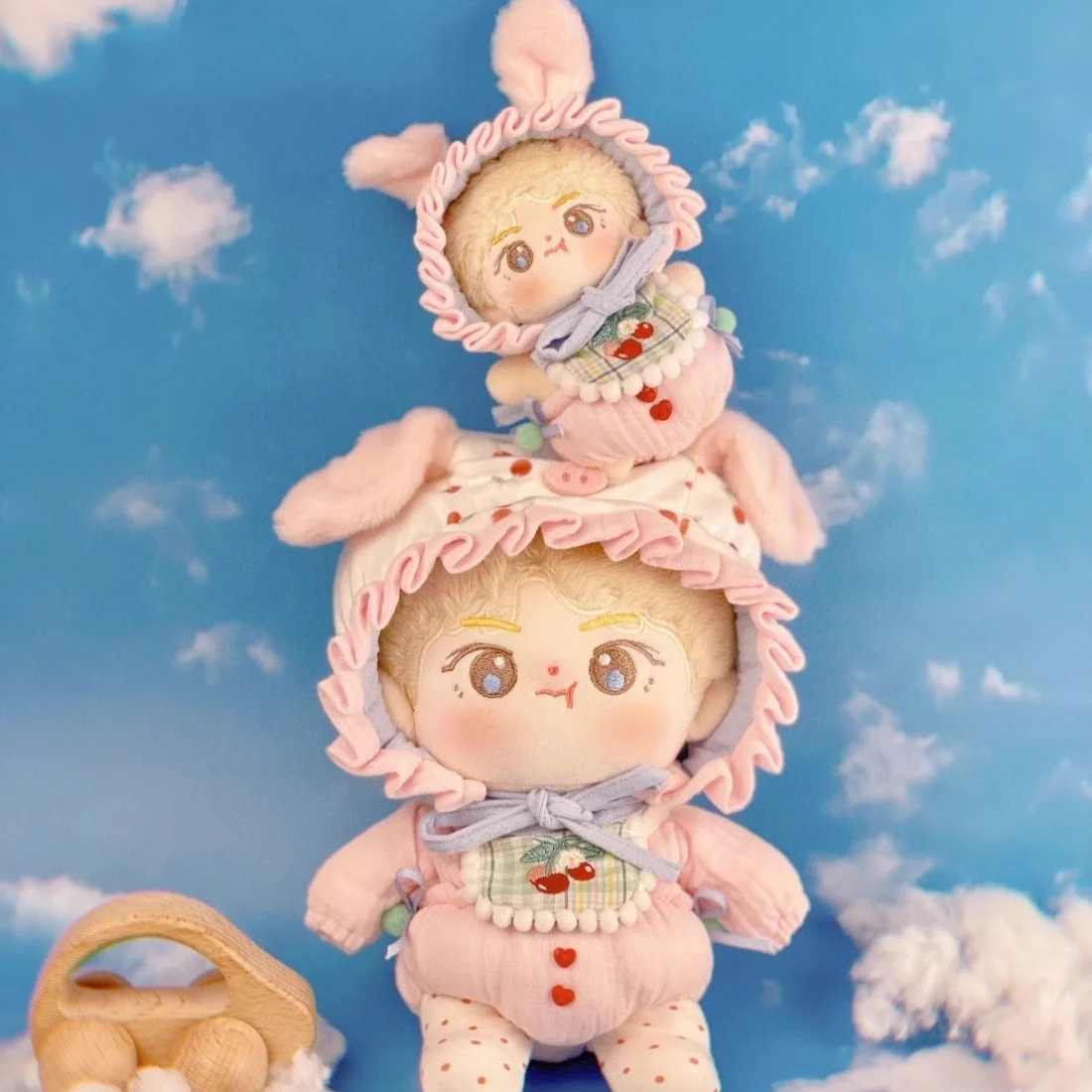 Original Handmade Good Afternoon Cherry Suit For 20cm 15cm Doll Clothes Costume Toy Accessories Anime Cosplay Cute