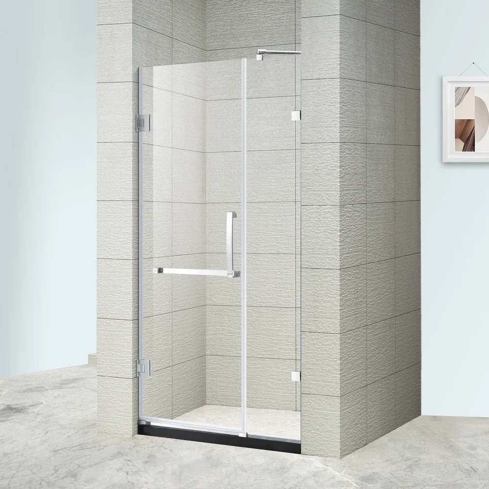 Fashion frameless shower door screen open bathroom hinged shower door shower screen