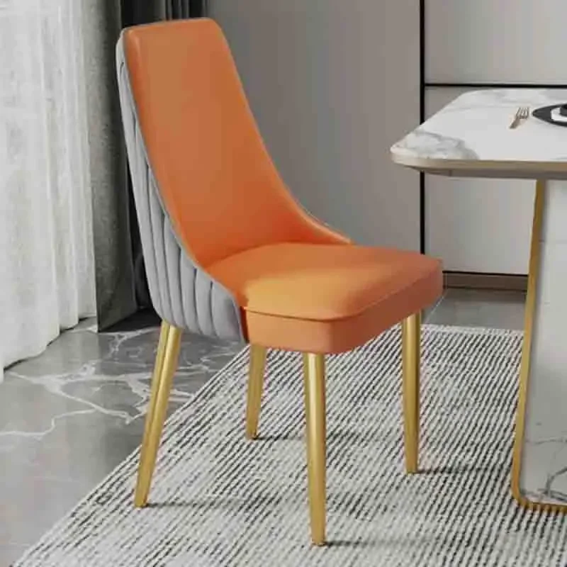 

Luxury Contemporary Dining Chairs Metal Material Nordic Leather Office Chairs Unique Single Sillas Comedor Hotel Furniture