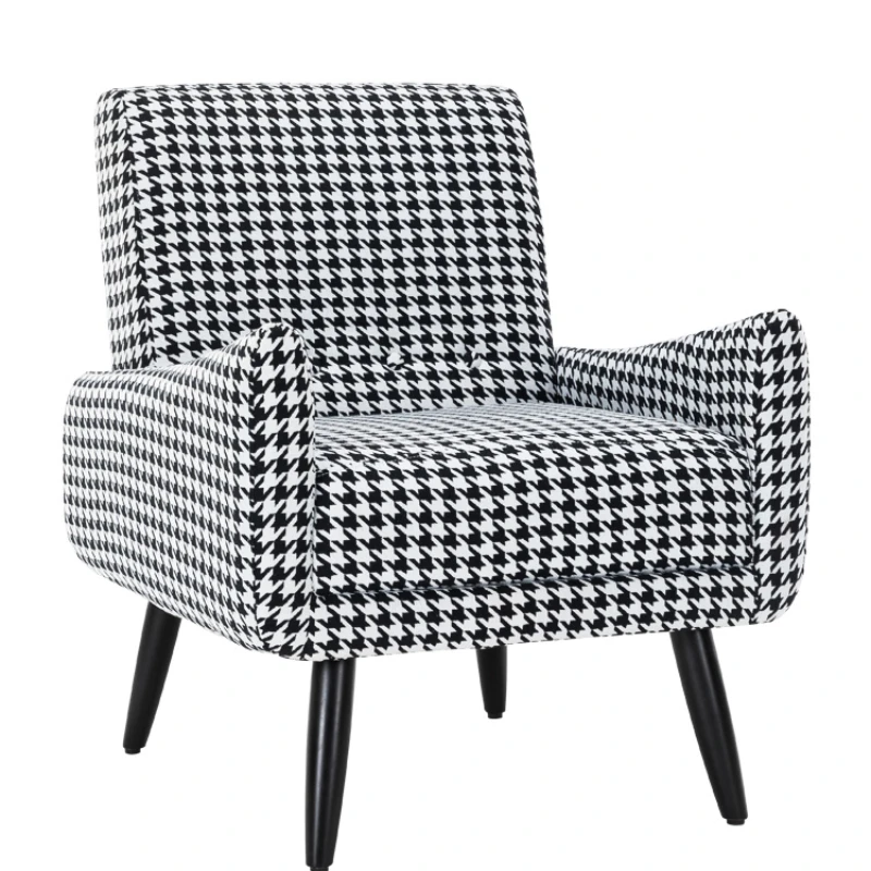 XK  Houndstooth Fabric Single-Seat Sofa Chair Bedroom Living Room Balcony Light Luxury Leisure