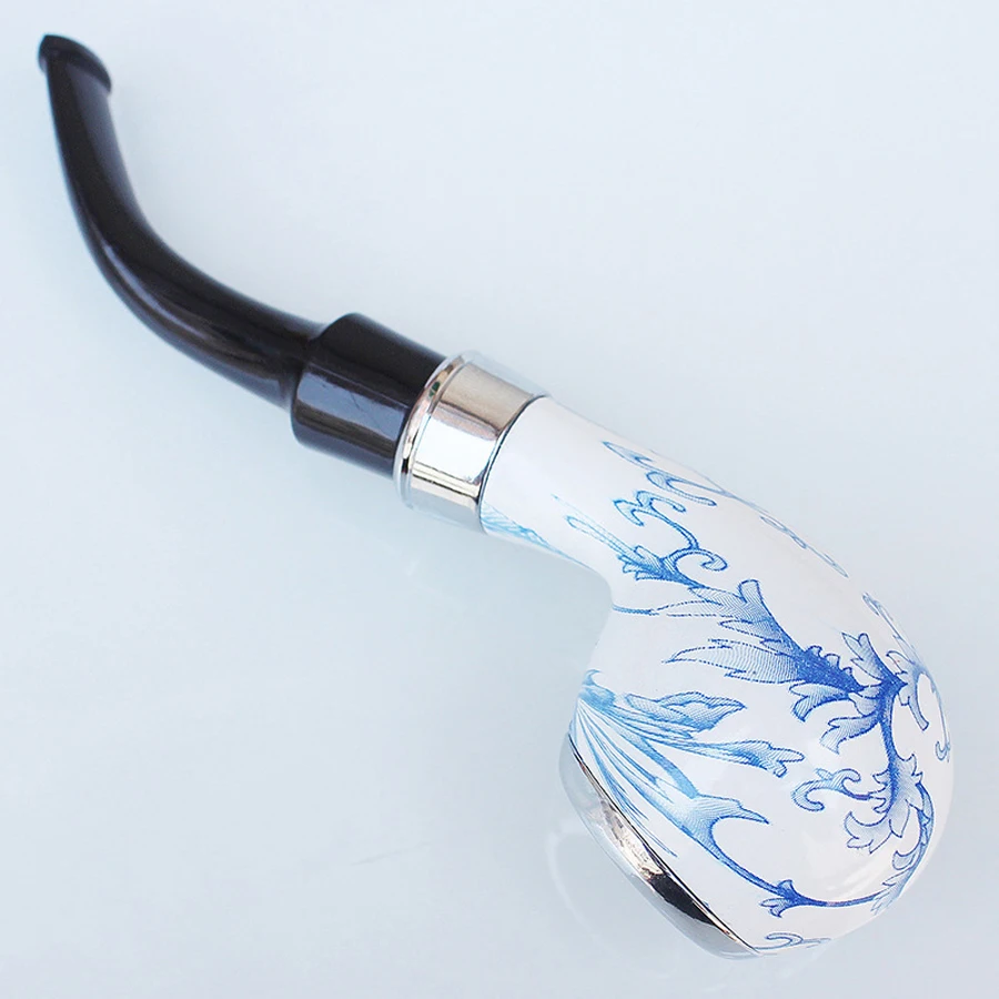 blue and white porcelain Durable Solid Classic Potable Handheld Smoking Pipe Cigarette Accessories Men\'s Gifts