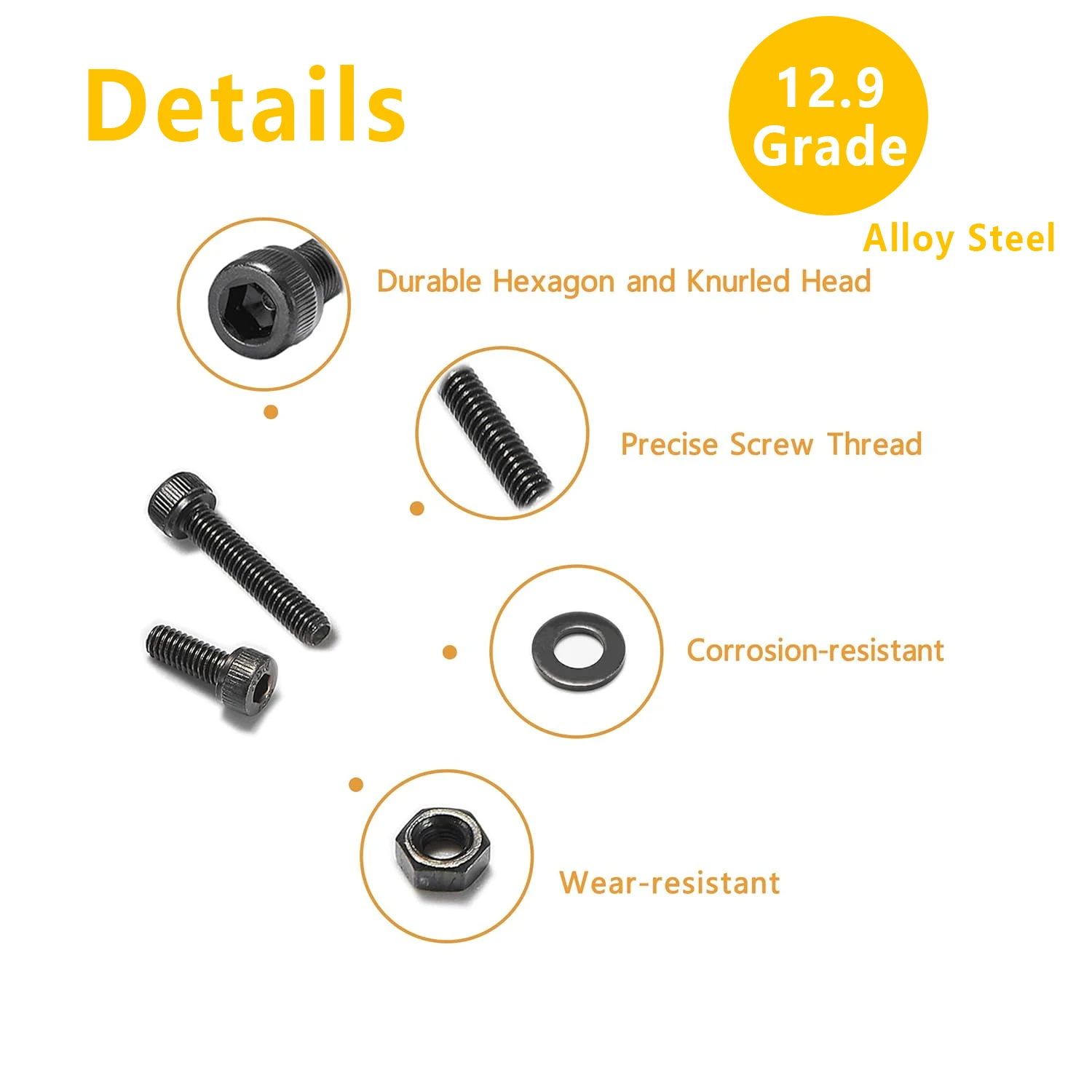 VKKM #M2 660Pcs Black Carbon Steel Cylindrical Head Bolt Assembly, Suitable for Electronic Product Repair, Toys, Etc.