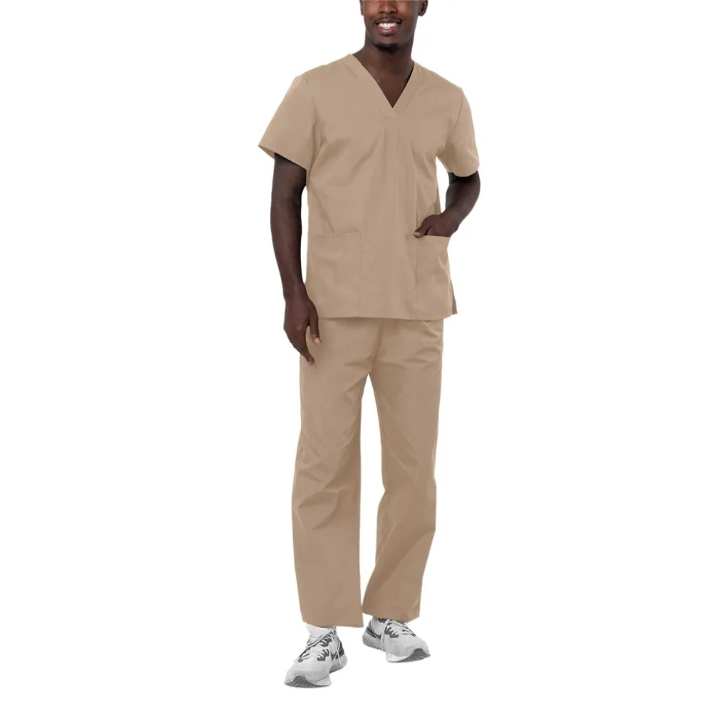 Vêtements de lavage des mains, combinaison fendue à manches courtes, vêtements de gommage pour femmes et hommes, vêtements de travail pour Salon de beauté dentaire