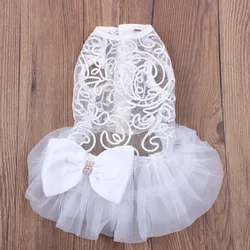 Pet Puppy Wedding Dress Hollow Design Dogs Cats Princess Dresses Party Apparel 2 Colours