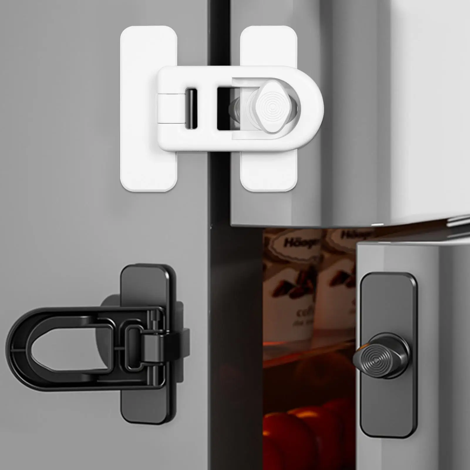 Refrigerator Lock Adhesive Keyless Freezer Locks Refrigerator Door Locks Child Proof Fridge Oven Cabinets Lock Baby pets Proof