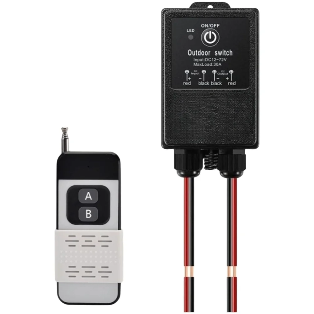 

Waterproof Remote On Off Switch DC 8 80V 30A RF 433 92MHz Long Range 1000m For Farm Factory Office Greenhouse Warehouse Lighting