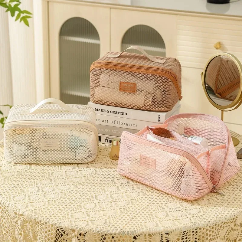 Simple Cosmetics Storage Bag For Women Large-capacity Waterproof Travel Portable Toiletries Storage Package Mesh Zipper Bag
