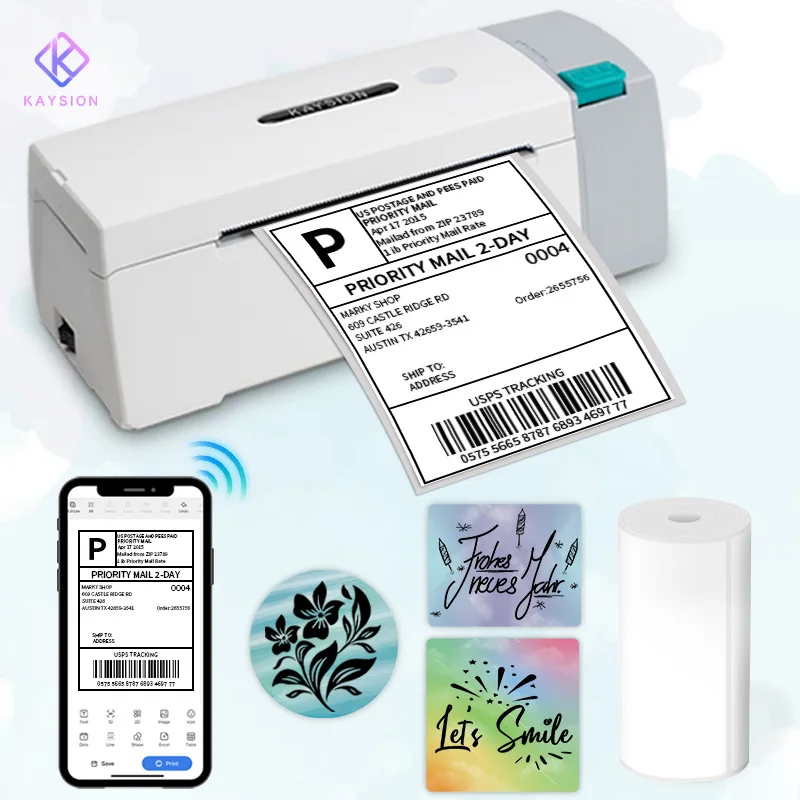 

Kaysion Sk45 Thermal Label Printer: Portable Bluetooth & USB-Enabled Printer for 4x6 Shipping Label Printing