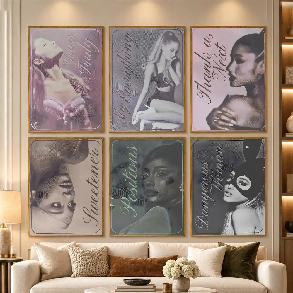 Pop Singer A-ariana Poster Wall Art Stickers Self Adhesive Print Mural Decals for Bedroom Living Room Apartment Home Decor Gift