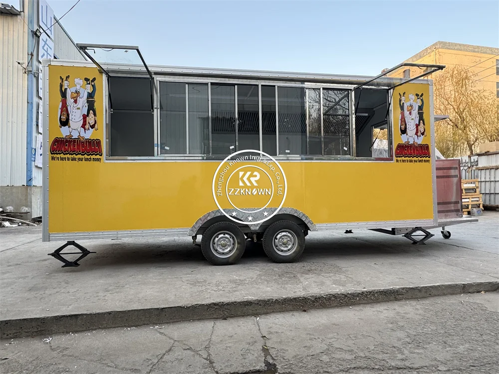 Sepenuhnya peralatan truk makanan ukuran disesuaikan Logo penjualan makanan ringan kopi kios jalan kereta gandeng makanan