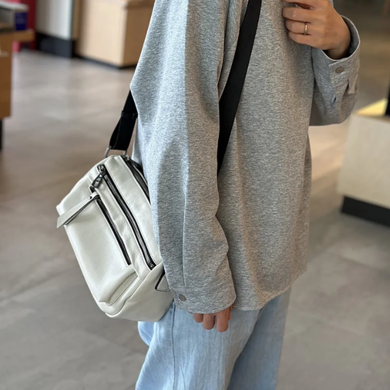 

2024 spring/summer new women's leather crossbody bag fashion casual single shoulder oblique cross bag female head layer cowhide