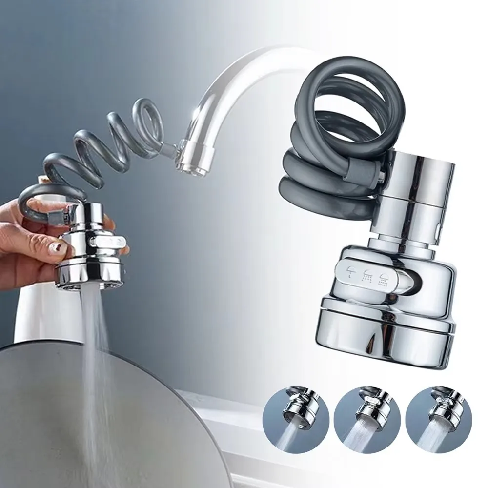 3 Modes Faucet Extender Pull-out Stretching Water-saving Faucet Splash-Proof Universal Bathroom and Kitchen Faucet Accessories