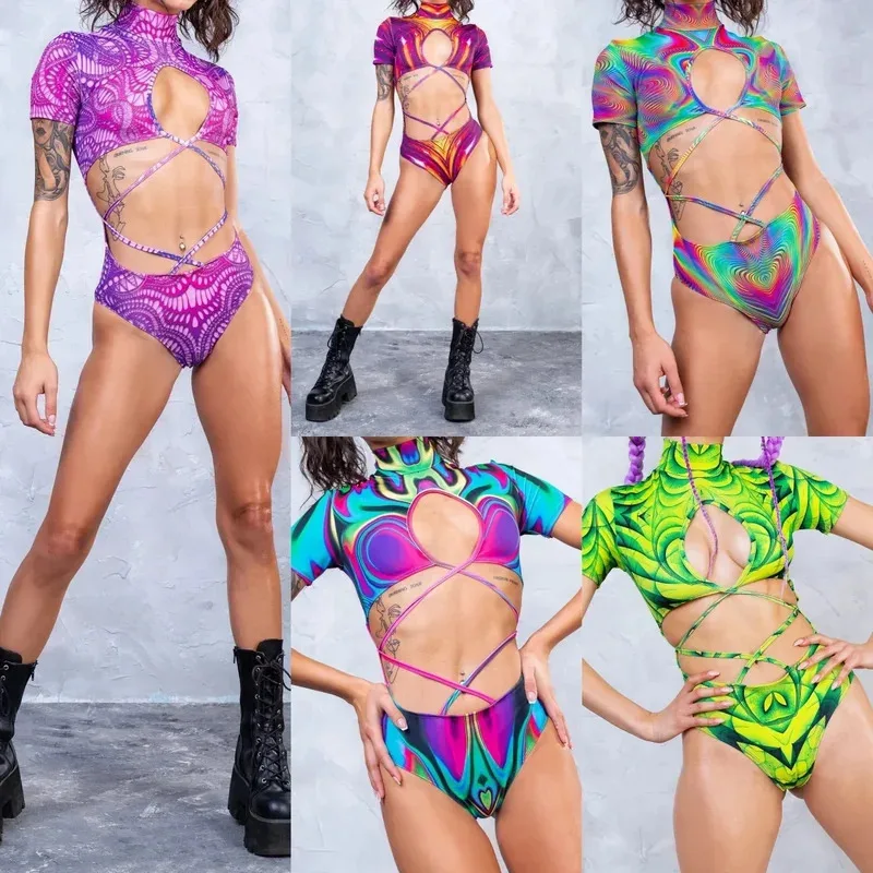 

Women One-piece 3D Printed Swimsuit Bikini Adults Turtleneck Strap Sexy Swimwear for Summer Party Halloween Cosplay Costume