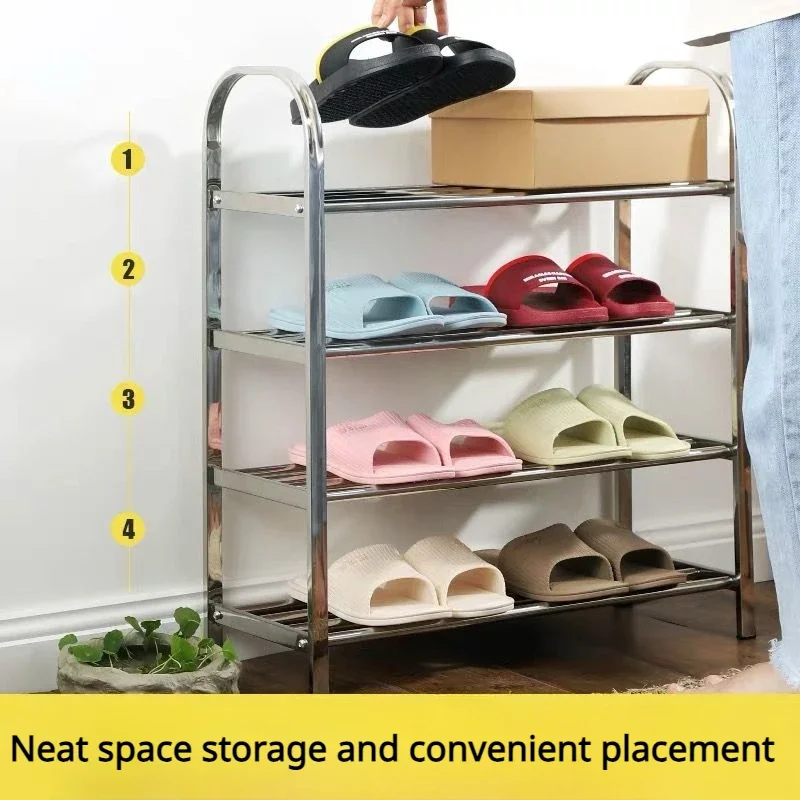 

Stainless Steel Shoe Rack Simple Household Shoes Rack Dormitory Dustproof Shoe Racks Economical Multi-layer Storage Shoe Cabinet