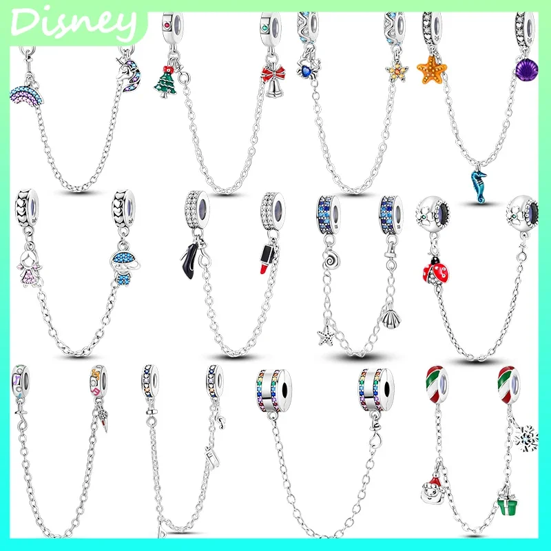 

2025 S925 Sterling Silver Unicorn Lucky Safety Chain Original Colorful Zircon & Pearl • DIY Jewelry Making for Kids