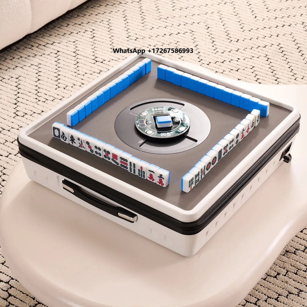 Portable Automatic American & Chinese-Style Mahjong Table with Magnetic Tiles Hand-Held Mini-Gambling Table