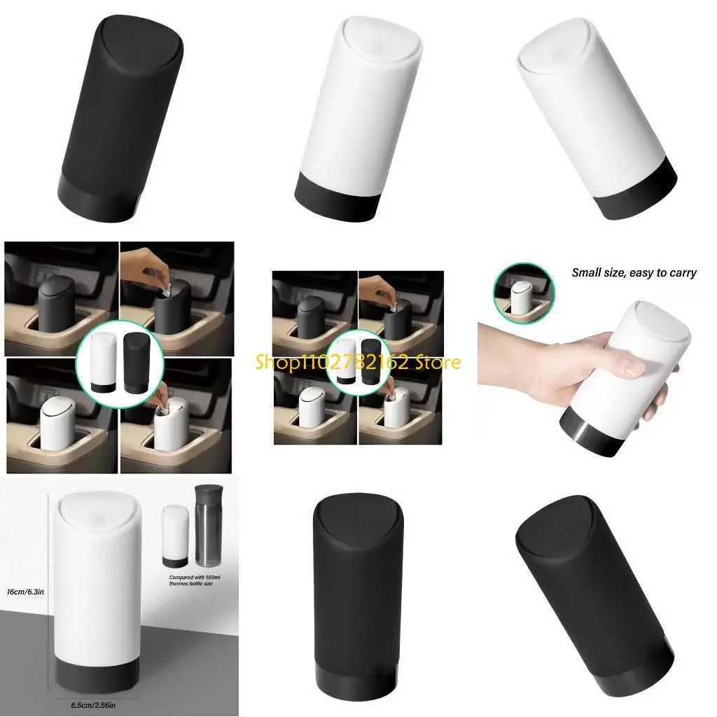 

547B Small Car Trash Can Bin with Lid Car Garbage Trash Can Storage Car Accessory