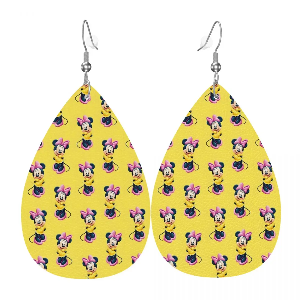 

Custom Funny Minnie Mouse Leather Teardrop Earrings Personalized For Women Jewelry Accessories For Valentine's Day