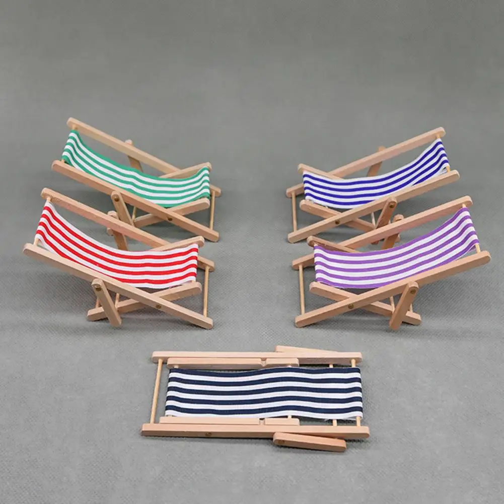 1/12 Beach Chair  Small DIY Miniature Christmas Gift  Mini Size 1/12 Dollhouse Furniture