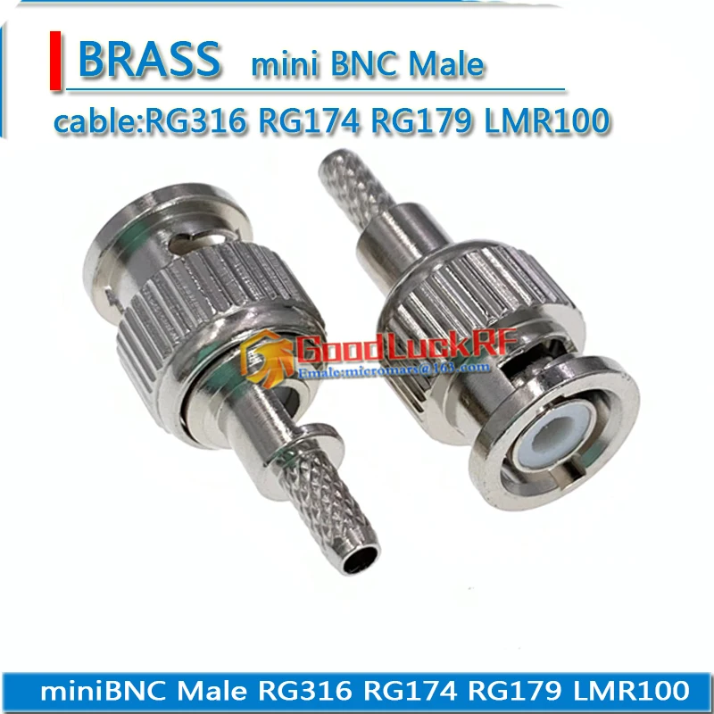 50 ohm Mini BNC mini-BNC miniBNC Q6 Male Crimp for RG174 RG316 RG179 LMR100 Window Connector Adapter low loss