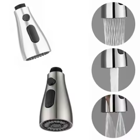 Pull-Out Faucet Nozzle Clear Plastic with Green Cap Water-Saving Filter Adapter for Kitchen Sink Bathroom Basin Easy Install