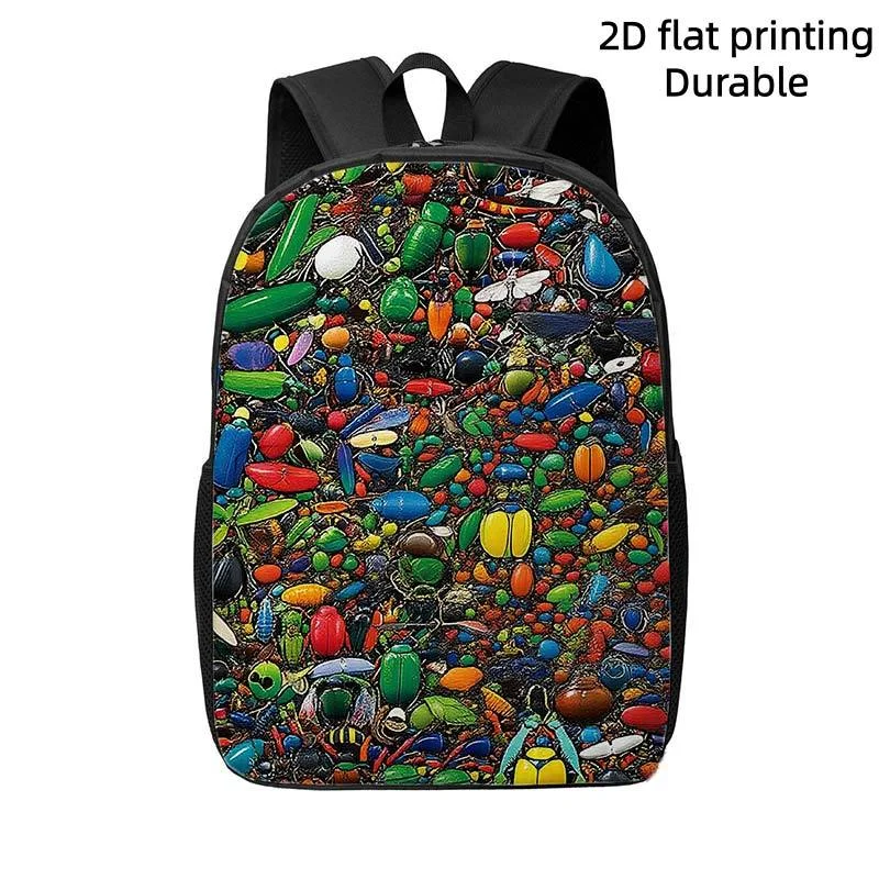 

A beetle insect print backpack - lightweight schoolbag with insect pattern, large capacity travel backpack