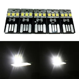 5pcs black color plastic material Night Lamp Mini Pocket Card USB Power LED 0.2W Light