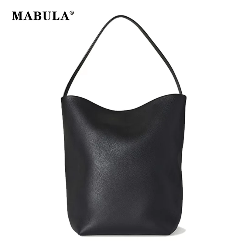 MABULA Simple Brand Genuine Suede Bucket Shoulder Bag for Women Large Capacity Laptop Hobo Purse Casual Designer Shopper Handbag