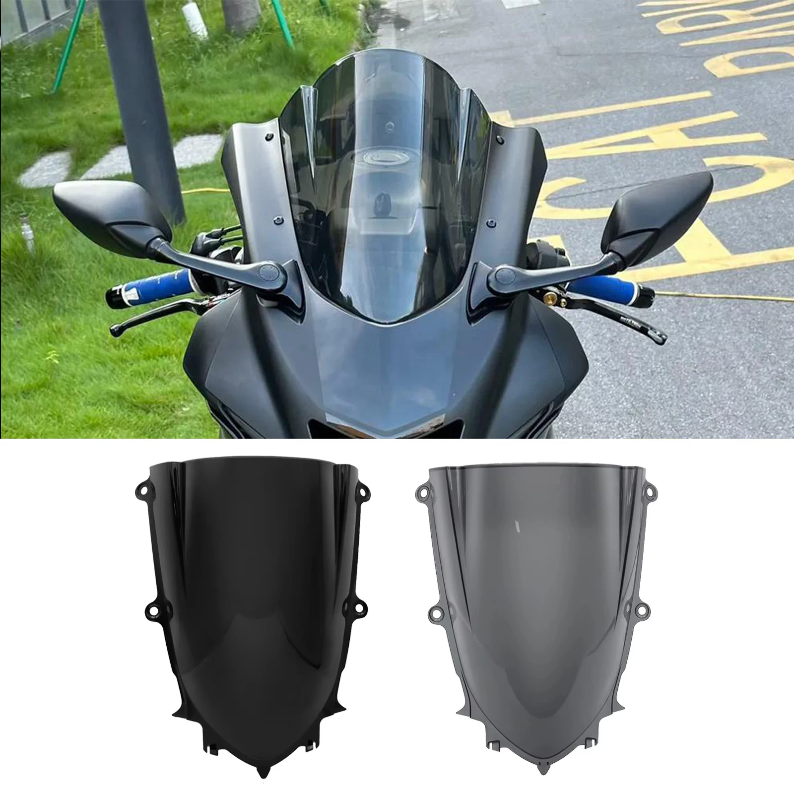 For Yamaha YZFR7 2022 2023 2024 YZF-R6 2017-2024 YZFR6 Wind Deflector Windscreen Smoke Black Double Bubble Windshield Spoiler