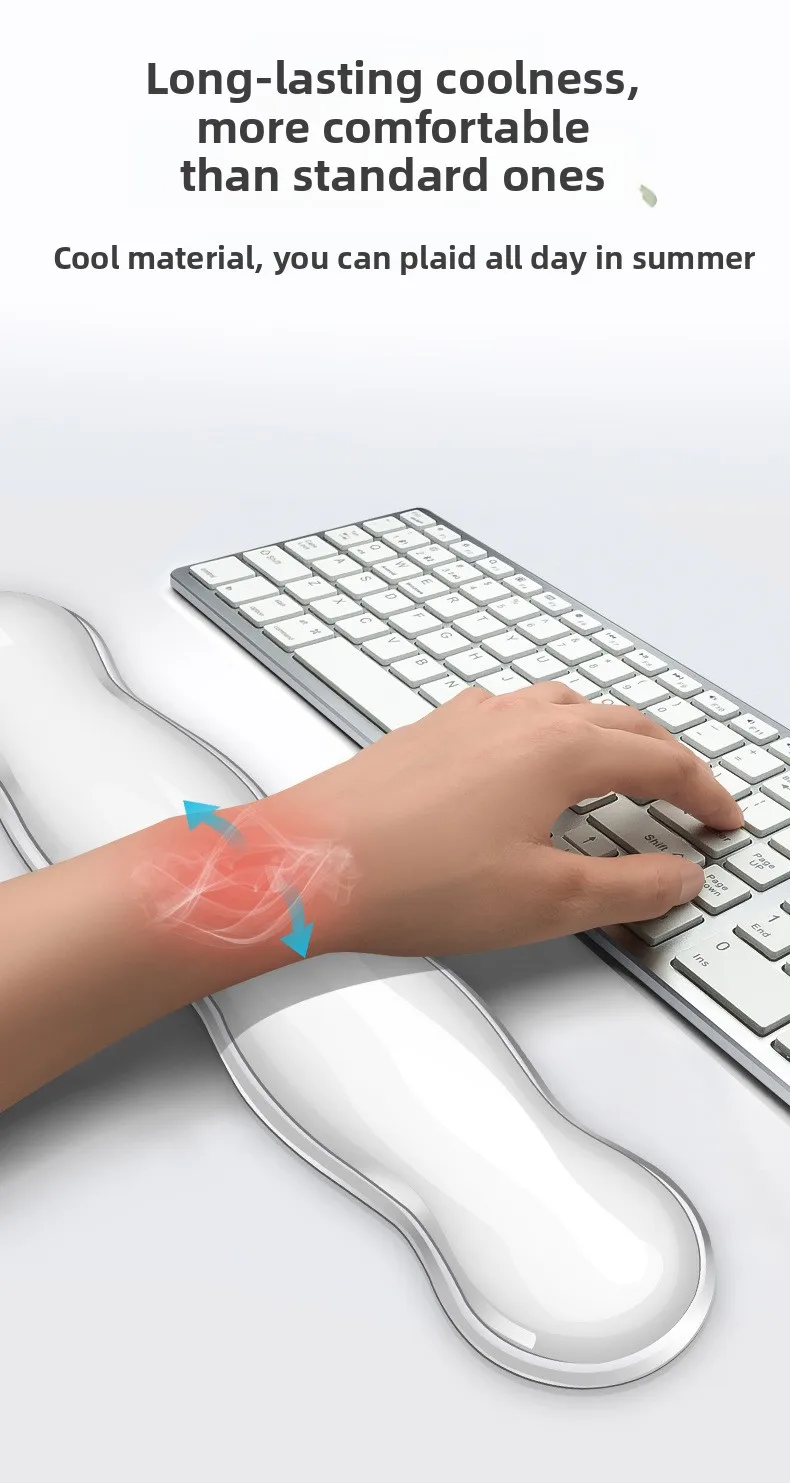 Kühlende Transparente Silikon-Handballenauflage Tastaturunterlage Ice Touch Schreibtischunterlage für Büro und Gaming in 7 Farboptionen – Detail 5