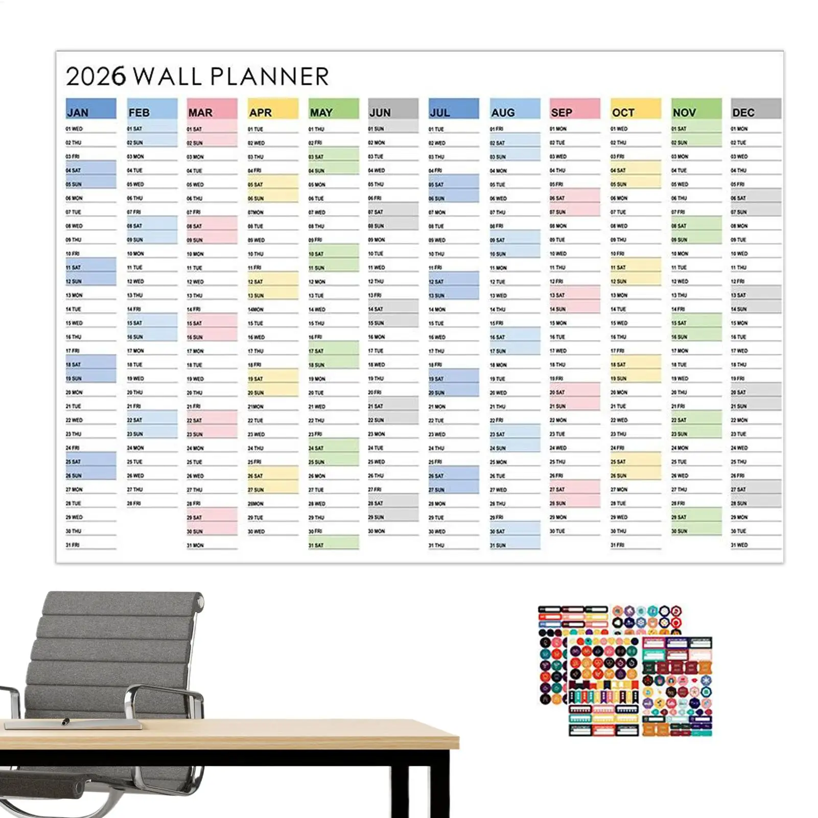 

2026 Wall Calendar 2026 Yearly Wall Calendar Daily Planner Decorative Planning Poster 12 Month Big Aesthetic Planner Home Decor