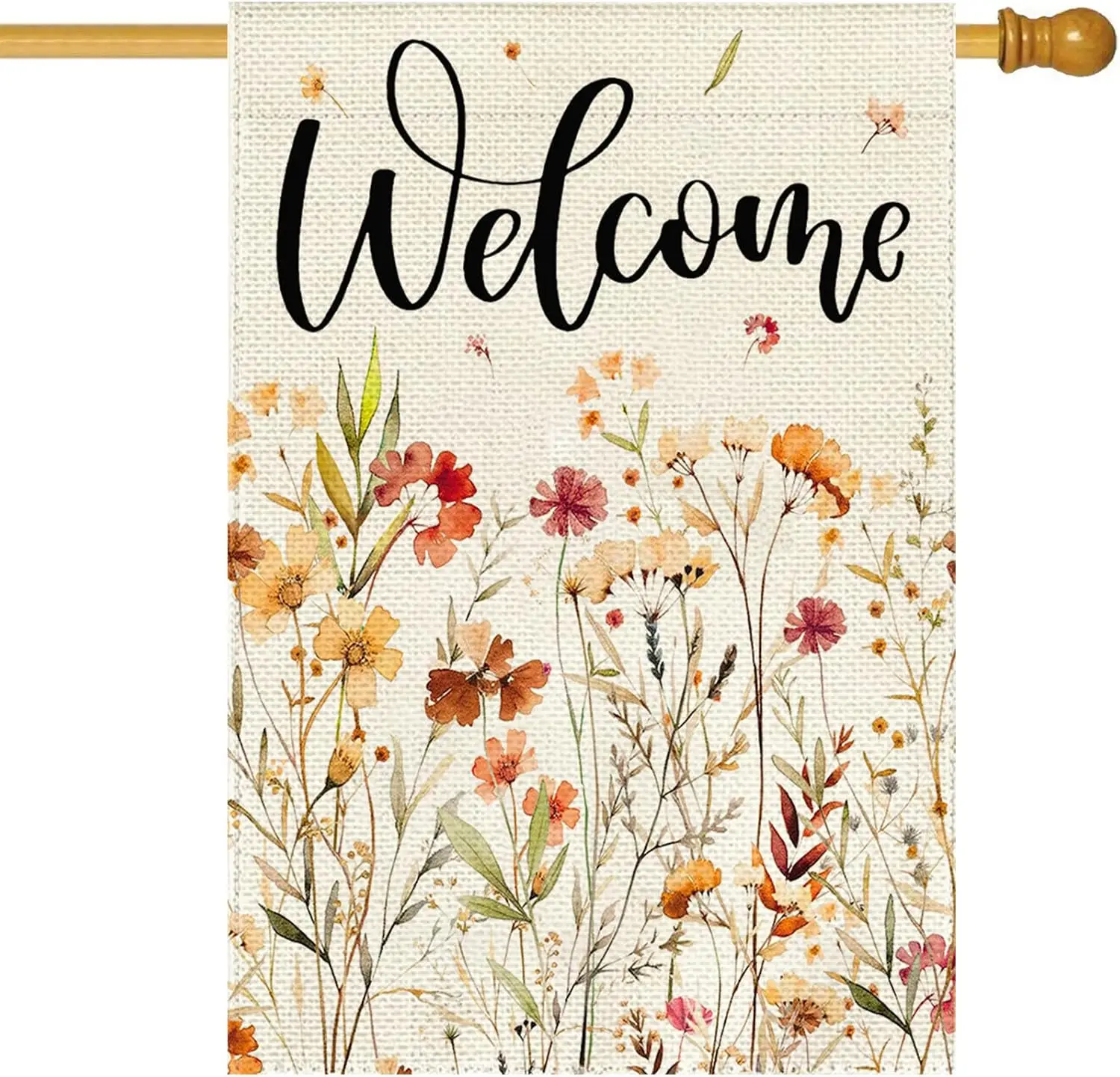 Baccessor Fall Thanksgiving House Flag 28 x 40 Inch Double Sided Burlap Harvest Autumn Welcome Wildflowers Thanksgiving Day  EEZ
