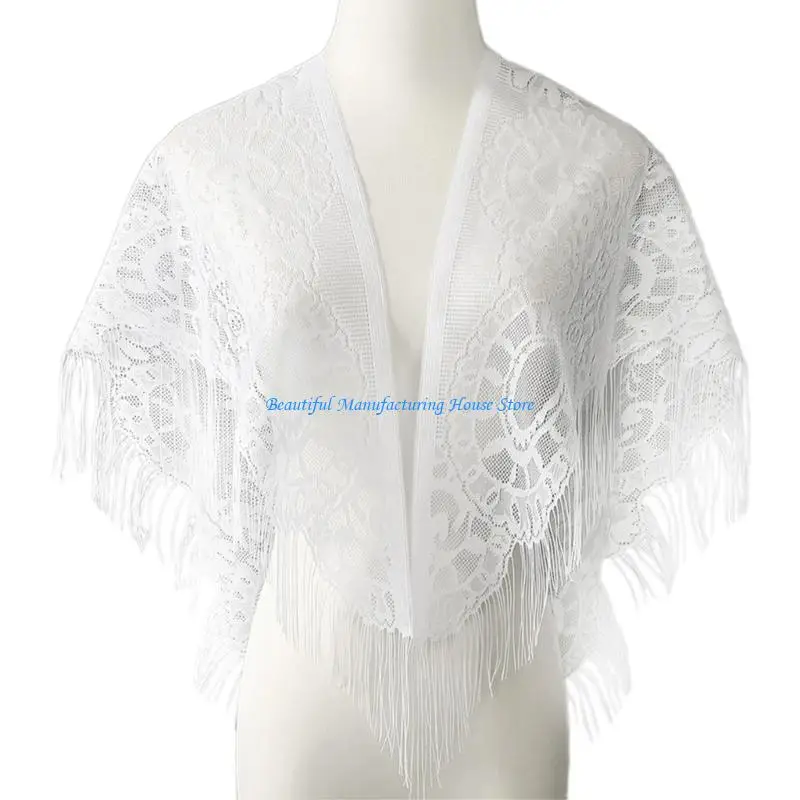 E56A Elegant Bridal Mantilla Shawl for Wedding Dress Overlay Tulle for Wedding Bride